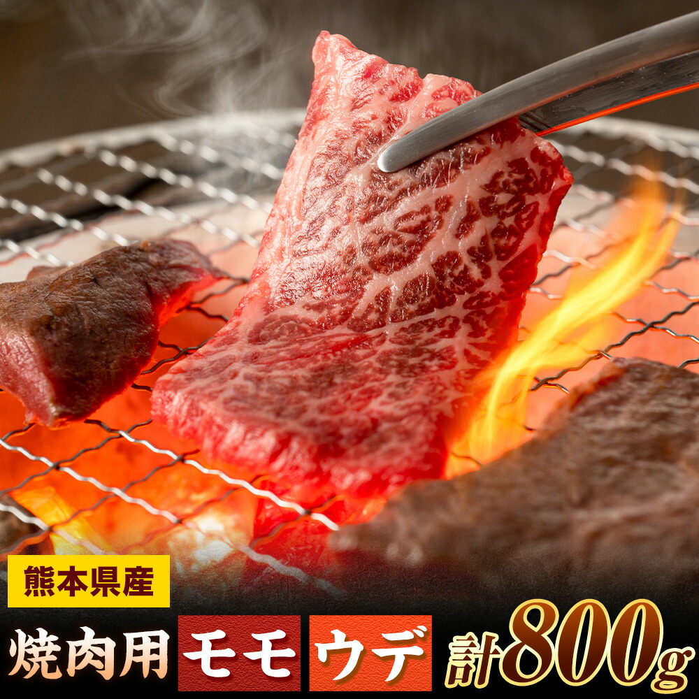 焼肉用 モモ・ウデ 合計800g 黒毛和牛 カット済み 有限会社中田精肉店舗 《45日以内に出荷予定(土日祝除く)》 熊本県 菊池市 お肉 和牛 焼き肉 キャンプ バーベキュー 熊本県産 九州産 国産