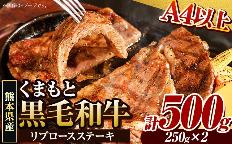 くまもと黒毛和牛 リブロースステーキ 500g (250g×2枚) 牛肉 冷凍 《30日以内に出荷予定(土日祝除く)》くまもと黒毛和牛 黒毛和牛 冷凍庫 個別 取分け 小分け 個包装 ステーキ肉 にも リブロースステーキ