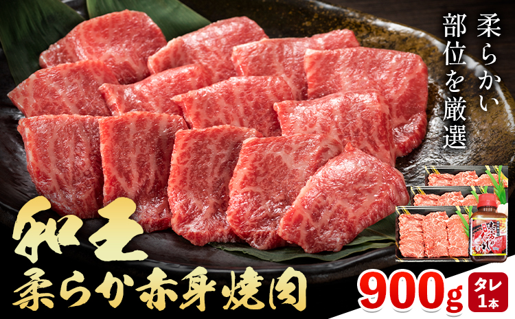 熊本県産A5等級和王 柔らか赤身焼肉 900g タレ付き 1本 帝神志方ミート株式会社《90日以内に出荷予定(土日祝除く)》熊本県 菊池市 牛肉 肉 お肉 和牛 くまもと黒毛和牛 熊本県産 A5 和王 赤身 赤身肉 柔らか 厳選 焼肉 志方のたれ