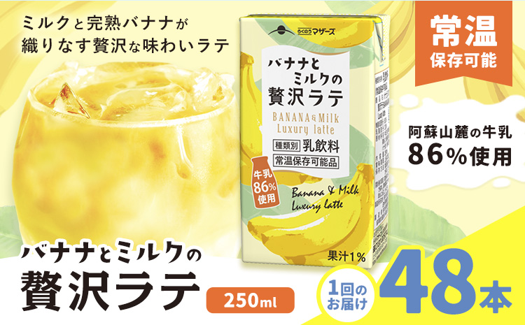 バナナとミルクの贅沢ラテ 【1回】250ml×48本 合同会社たべたせいか《30日以内に出荷予定(土日祝除く)》 バナナラテ バナナミルク 完熟バナナ ミルク ラテ フルーツラテ 牛乳 らくのうマザーズ 紙パック 熊本県産 国産 熊本県 菊池市 送料無料