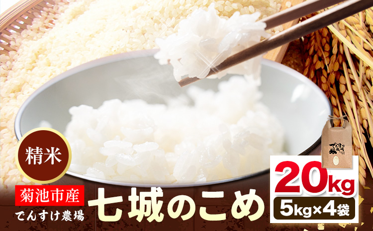 令和7年産 精米 七城のこめ 20kg《30日以内に出荷予定(土日祝除く)》熊本県 菊池市 米 白米 ヒノヒカリ でんすけ農場