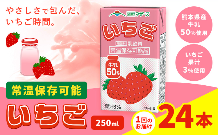常温保存可能 いちご 250ml 【1回】250ml×24本 合同会社たべたせいか《30日以内に出荷予定(土日祝除く)》 いちごミルク いちご果汁 苺 イチゴ 牛乳 乳飲料 ジュース ドリンク 熊本県産 国産 九州 熊本県 菊池市 送料無料