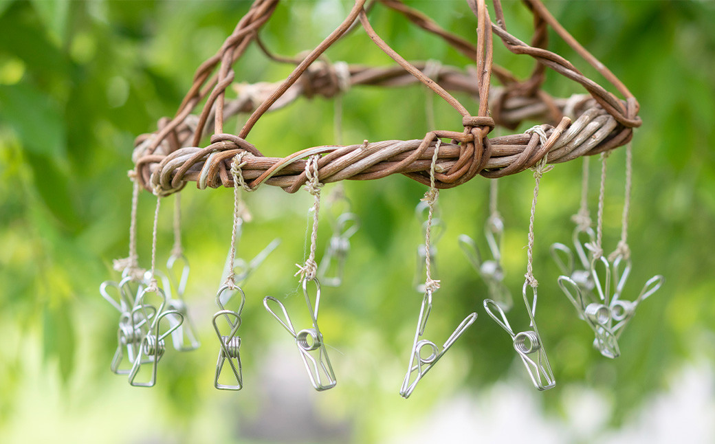 【ふるさと納税】熊本県産 クリップハンガー 手作り ハンドメイド《90日以内に出荷予定(土日祝除く)》 ハンガー 直径約25cm ナチュラル素材 壁掛け