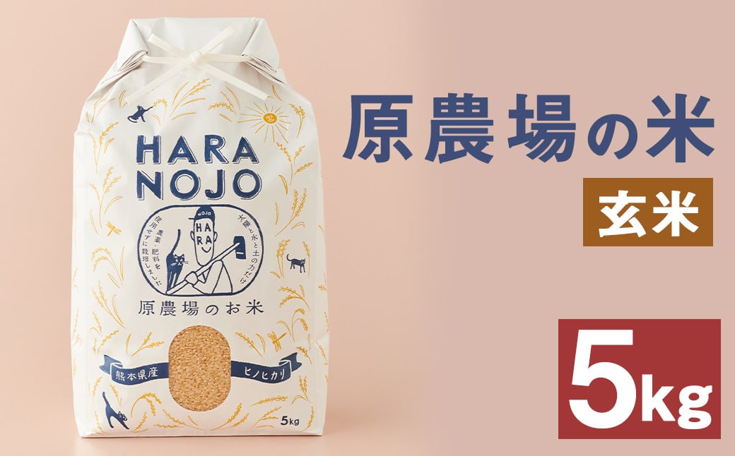 原農場の米 （玄米） 5kg  お米 米 こめ コメ 玄米 ヒノヒカリ ひのひかり ごはん ご飯 熊本県産 国産