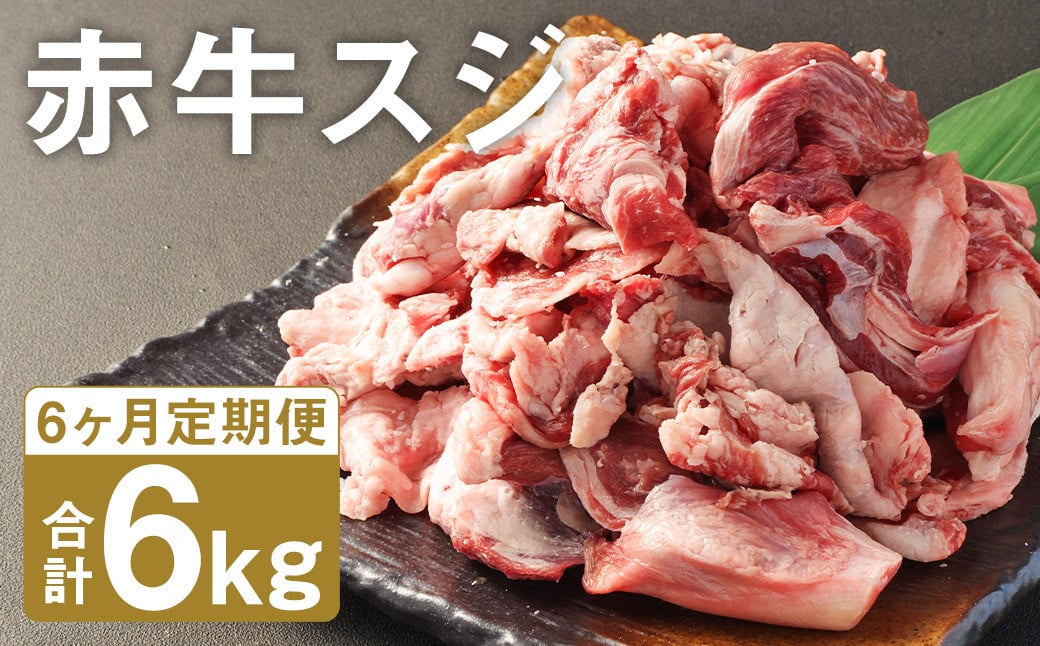 【6ヶ月定期便】 赤牛 スジ 1kg×1パック×6回 牛肉 肉 あか牛 牛スジ 牛すじ 煮込み カレー 熊本県産 冷凍