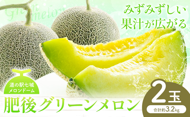 肥後グリーン メロン 2玉 約3.2kg 七城町特産品センター《5月中旬-6月末頃出荷》熊本県 菊池市 メロン 果物 フルーツ 九州産 熊本県産 めろん グリーンメロン