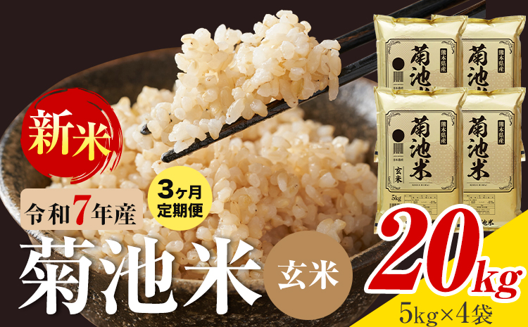 【3ヶ月定期便】熊本県産 菊池米 玄米 20kg 1袋5kg 米 お米 令和7年産 九州産 熊本県産  送料無料《お申込み翌月に出荷予定》玄米 米