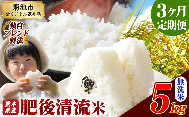 【3ヶ月定期便】熊本県産 肥後清流米 無洗米 5kg ブレンド米 熊本県産 ふるさと納税 精米 米 こめ ふるさとのうぜい コメ お米 おこめ《お申込み翌月から出荷》