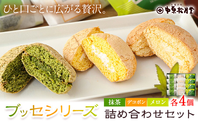 菊池銘菓 ブッセシリーズ 詰め合わせセット 1箱12個入り 3種×各4個 有限会社中原松月堂《30日以内に出荷予定(土日祝除く)》熊本県 菊池市 和菓子 洋菓子 お菓子 焼き菓子 菓子折り 銘菓 抹茶 メロン デコポン ブッセ デザート スイーツ