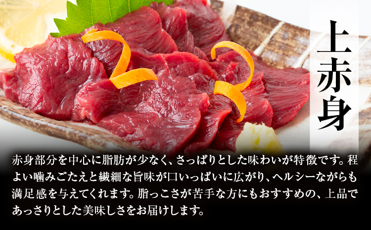 特選馬刺し詰め合わせ Eセット 合計600g 3種類 セット 霜降り100g×2 上赤身100g×2 ロース100g×2 醤油1本付き 有限会社七城町特産品センター《90日以内に出荷予定(土日祝除く)》熊本県 菊池市 馬肉 馬刺し 食べ比べ ブロック 冷凍 送料無料
