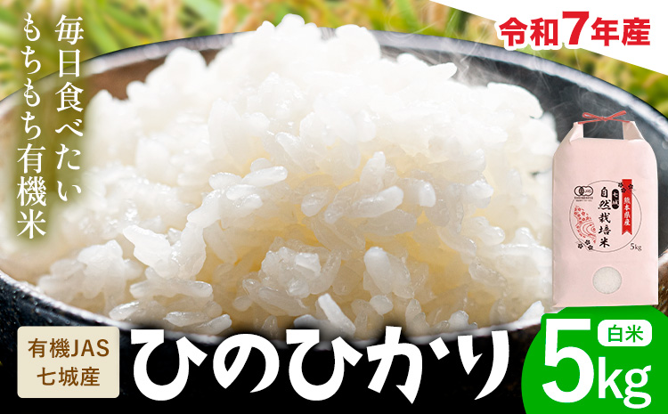 令和7年産 有機JAS 七城産ひのひかり 精米 5kg 《30日以内に出荷予定(土日祝除く)》渡辺農産熊本県 菊池市 米 お米 精米 ひのひかり 菊池市産 熊本県産 九州産 送料無料