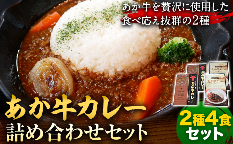 あか牛カレー詰め合わせセット 2種類×各2食 合計4食 あか牛カレー あか牛100％挽肉カレー ビーフカレー レトルトカレー レトルト 食べ比べ セット 牛肉 熊本県 送料無料《30日以内に出荷予定(土日祝除く)》
