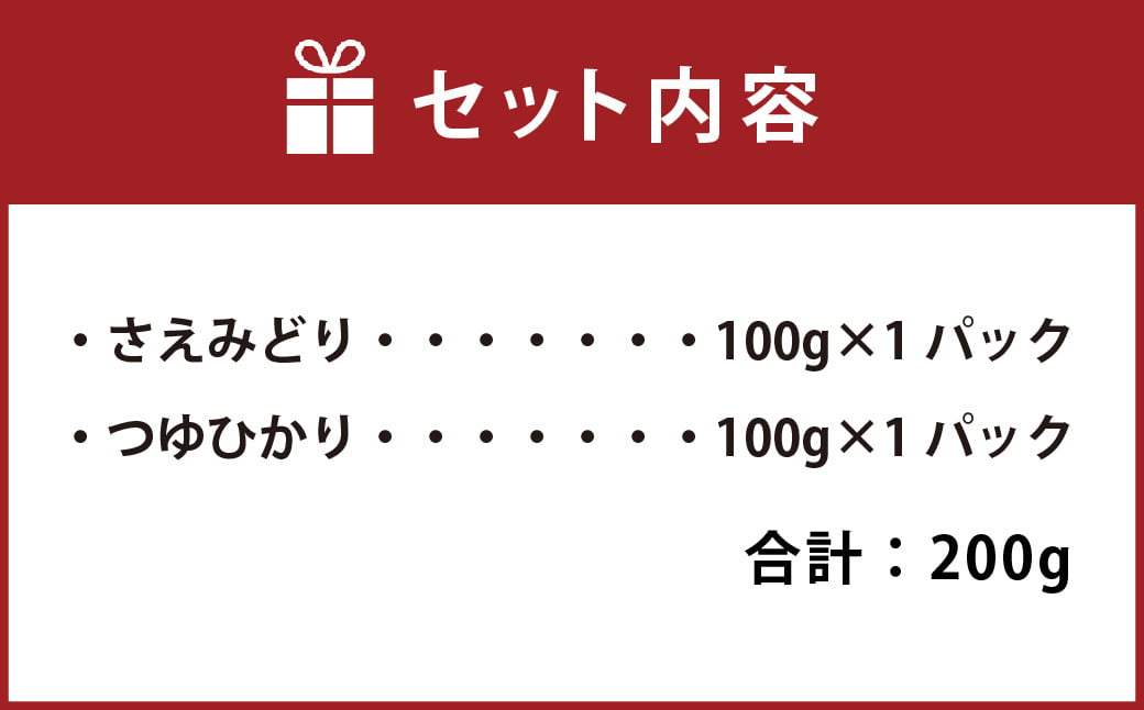 特上ギフト さえみどり・つゆひかり セット 計200g（各100g×2パック）