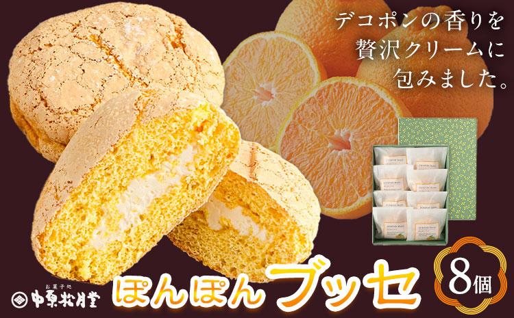 菊池銘菓 ぽんぽんブッセ 1箱 8個入り 有限会社中原松月堂《30日以内に出荷予定(土日祝除く)》熊本県 菊池市 和菓子 洋菓子 お菓子 焼き菓子 菓子折り 銘菓 デコポン 不知火 ブッセ デザート スイーツ 九州