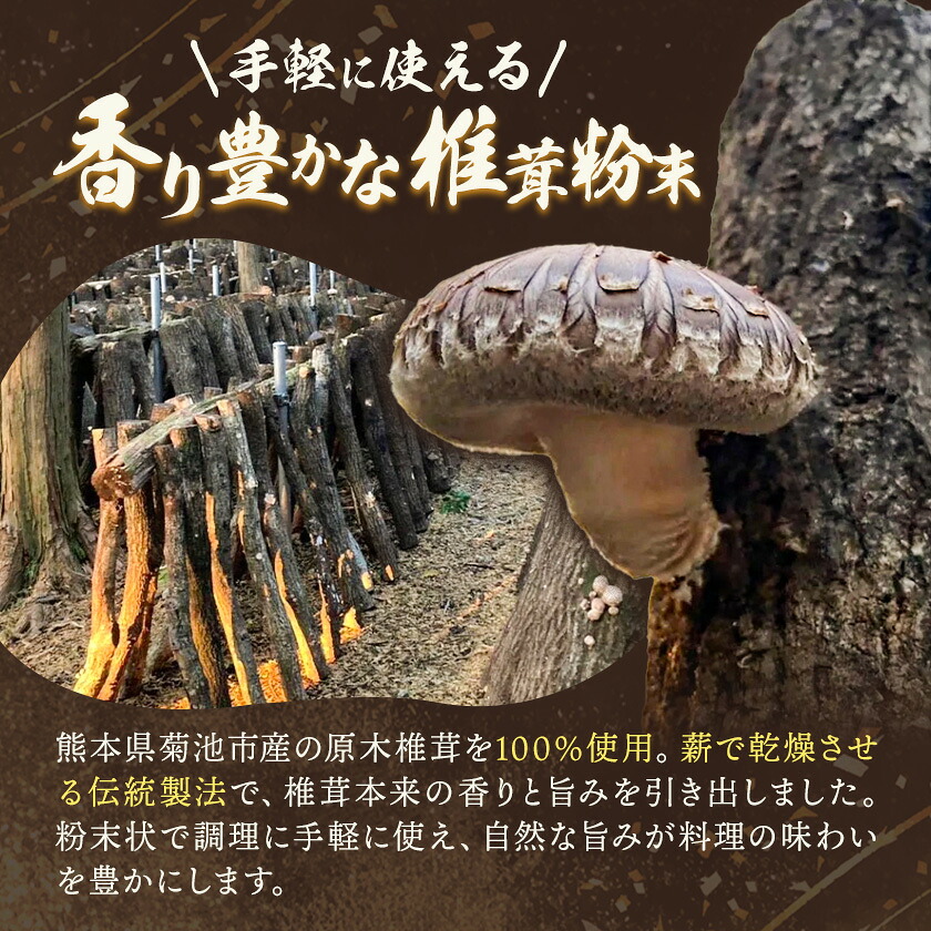 万能だし 椎茸粉 100g 1袋 熊本県菊池産 原木椎茸100% 腸内免疫 合同会社くまもとごはん《30日以内に出荷予定(土日祝除く)》椎茸 しいたけ きのこ 粉末 出汁 調味料 熊本県産 九州産 送料無料