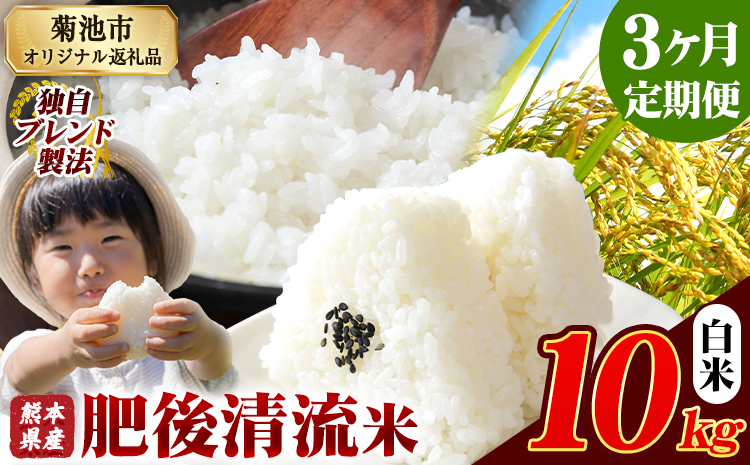 【3ヶ月定期便】熊本県産 肥後清流米 白米 10kg ブレンド米 熊本県産 ふるさと納税 精米 米 こめ ふるさとのうぜい コメ お米 おこめ《お申込み翌月から出荷》