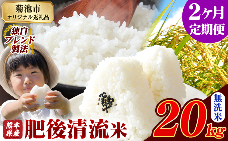 【2ヶ月定期便】熊本県産 肥後清流米 無洗米 20kg 熊本県産 ふるさと納税《お申込み月の翌月から出荷開始》精米 米 こめ ふるさとのうぜい コメ お米 おこめ