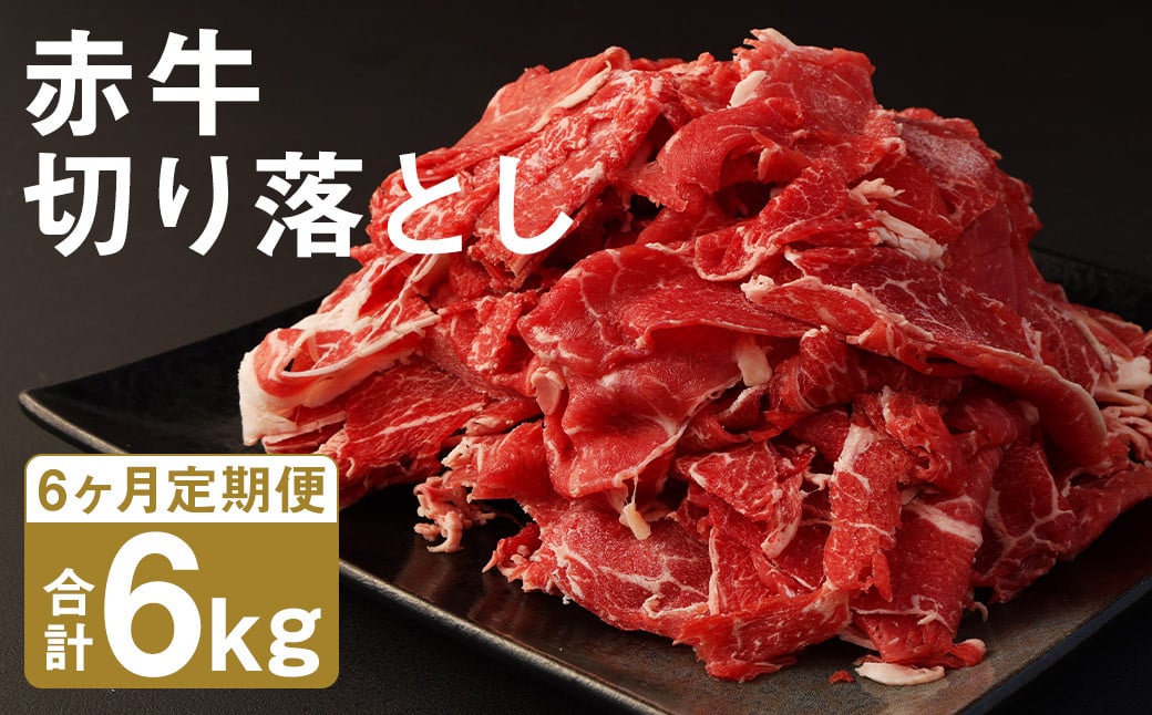 【6ヶ月定期便】赤牛 切り落とし 1kg（500g×2パック）×6回 お肉 肉 牛肉 あか牛 切落し 熊本 定期 冷凍