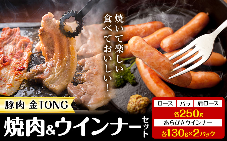 豚肉 焼肉 ＆ ウインナー セット 4種類 食べ比べ 有限会社ハム工房TONGTONG《90日以内に出荷予定(土日祝除く)》熊本県 菊池市 豚肉 セット バラ ロース モモ ウインナー ソーセージ 金TONG 九州産 国産 熊本県産