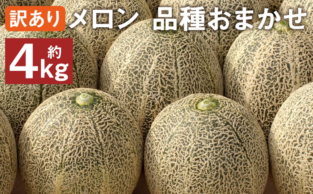 訳あり メロン 品種おまかせ 約4kg（2～7玉）【2025年5月下旬～7月下旬発送予定】 訳アリ 果物 フルーツ メロン めろん 旬 旬の果物 旬のフルーツ