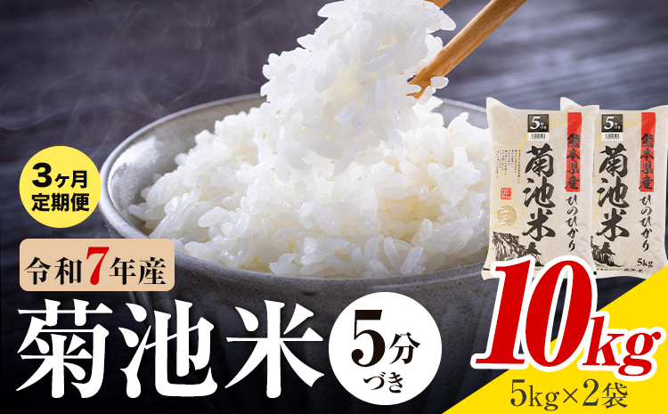 【3ヶ月定期便】令和7年産 熊本県産 菊池米 5分づき 10kg 1袋5kg 株式会社くまもとごはん 《お申込み翌月に出荷予定》米 お米 令和7年産 九州産 熊本県産  送料無料