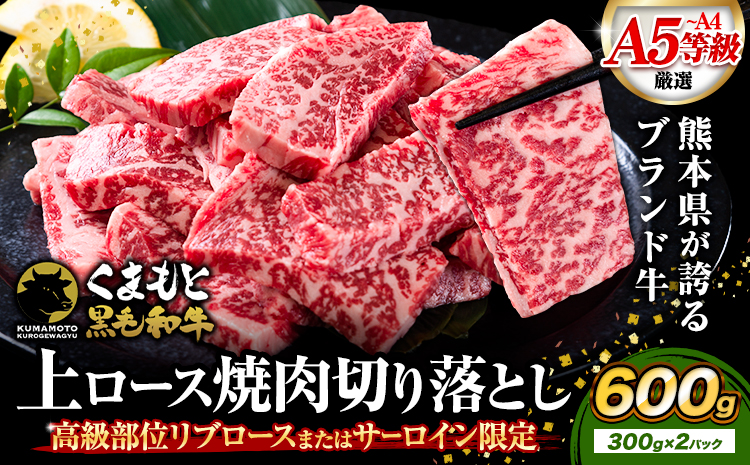 A4〜A5等級 黒毛和牛 切り落とし 上 ロース 焼肉 切り落とし 600g《7-14日以内に出荷予定(土日祝除く)》くまもと黒毛和牛 熊本県 菊池市 上ロース 焼肉用 黒毛和牛 焼肉 肉 お肉 和牛 A5 A4 300g 小分け リブロース サーロイン