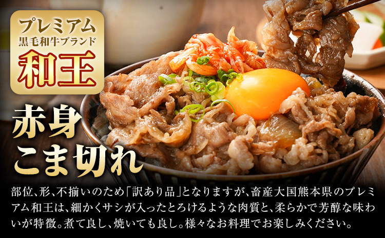 熊本県産A5等級和王 訳あり赤身こま切れ 約800g (約400g×2パック) 帝神志方ミート株式会社《90日以内に出荷予定(土日祝除く)》熊本県 菊池市 牛肉 肉 お肉 和牛 くまもと黒毛和牛 熊本県産 A5 和王 赤身 赤身肉 こま切れ 小間切れ 訳あり 訳アリ 不揃い