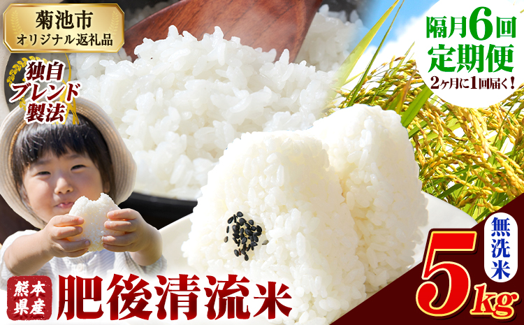 【隔月6回定期便】熊本県産 肥後清流米 無洗米 5kg 熊本県産 ふるさと納税 《お申込み月の翌月から出荷開始》精米 米 こめ ふるさとのうぜい コメ お米 おこめ