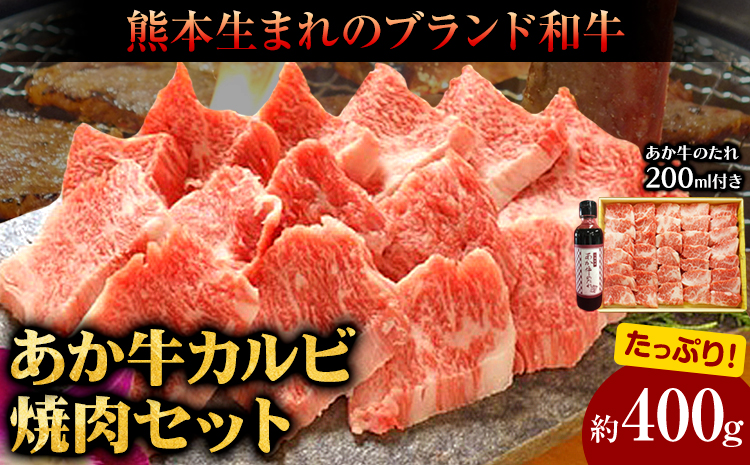 あか牛カルビ焼き肉セット 約400g あか牛のたれ200ml付き 和牛 赤牛 焼肉 スライス済み 熊本県産 九州産 国産 冷凍 送料無料《30日以内に出荷予定(土日祝除く)》