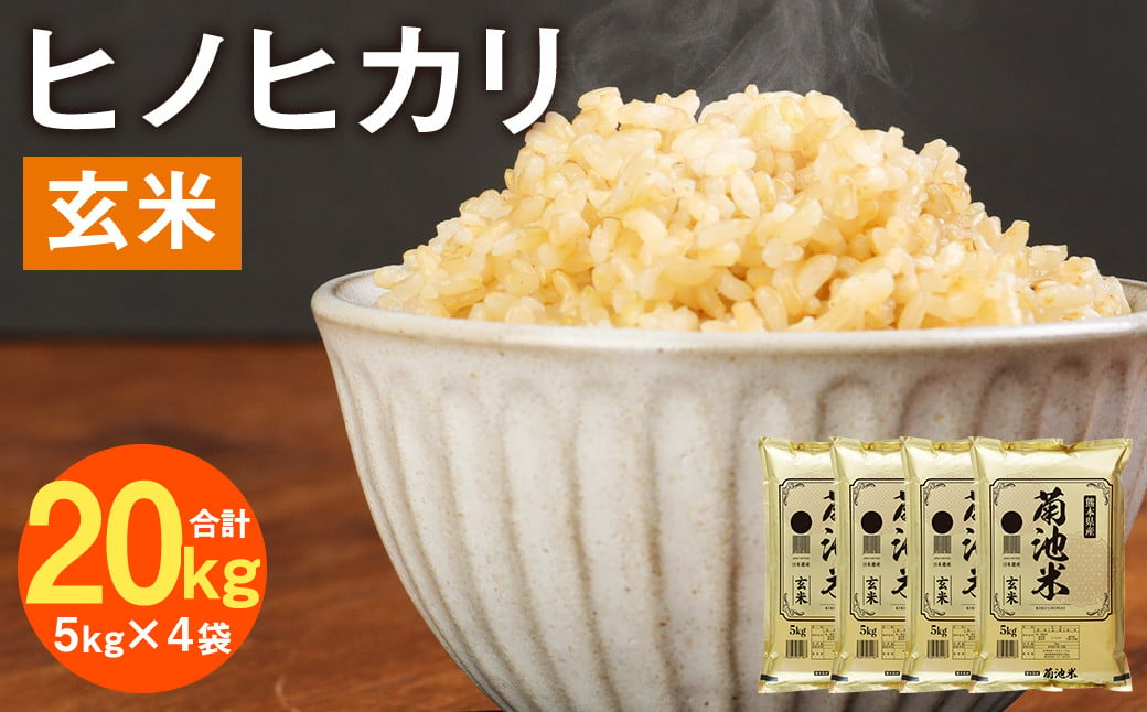 熊本県菊池産 ヒノヒカリ 5kg×4袋 計20kg 玄米 米 お米