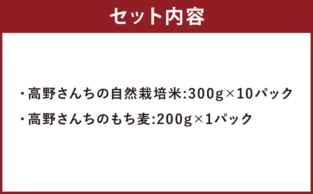 熊本県菊池産 ヒノヒカリ もち麦 セット 計3.2kg 七城物語 高野さんちのもち麦ごはん 自然栽培米  お米 こめ コメ 米 