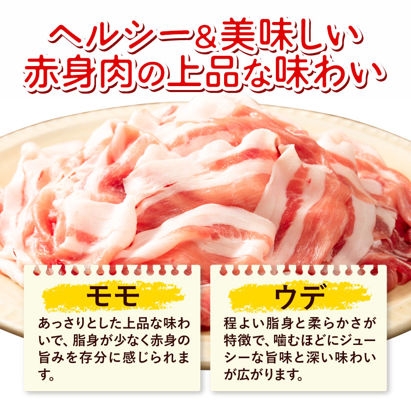 熊本県産 豚肉 モモスライス ウデ こま切れ セット 約1kg×3パック 合計 約3kg 植田商事有限会社 《90日以内に出荷予定(土日祝除く)》 熊本県 菊池市 モモ ウデ 詰め合わせ 豚 お肉 肉 国産 九州産 冷凍 送料無料