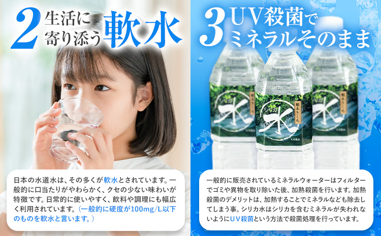 水 シリカ水 500ml × 24本 有限会社七城町特産品センター メロンドーム 《30日以内に出荷予定(土日祝除く)》 熊本県 菊池市 水 軟水 飲料 ドリンク 清涼飲料水 天然地下水 ペットボトル ミネラルウォーター 定期便 送料無料