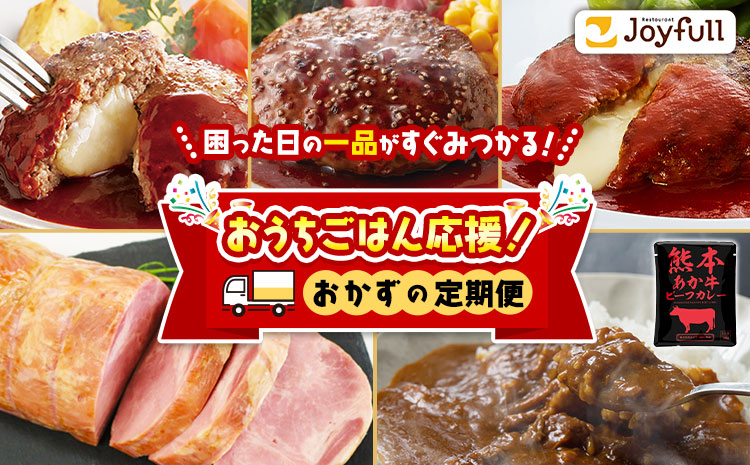 おうちごはん応援！ おかずの定期便 ハンバーグ3種 肩ロースハム あか牛ビーフカレー《申込月の翌月から出荷開始》熊本県 菊池市 おかず 定期便 ハンバーグ ハム ビーフカレー カレー 夕飯
