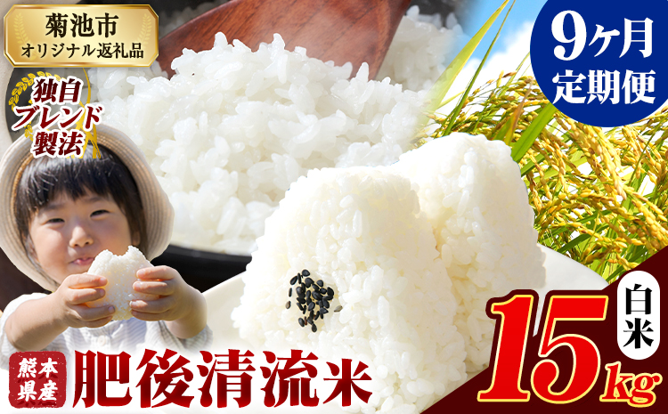 【9ヶ月定期便】熊本県産 肥後清流米 白米 15kg 熊本県産 ふるさと納税《お申込み月の翌月から出荷開始》 精米 米 こめ ふるさとのうぜい コメ お米 おこめ