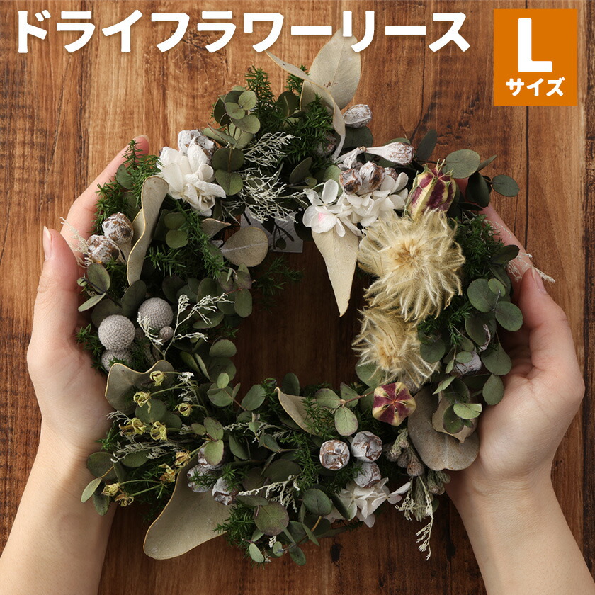ドライフラワーリース Lサイズ ドライフラワー リース デザインおまかせ フラワーアレンジ インテリア 花 プレゼント ドライフラワー 送料無料《90日以内に出荷予定(土日祝除く)》