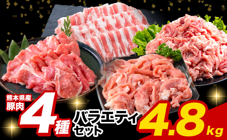 豚肉 ひごの ポーク バラエティ セット 4.8kg 豚肉 しゃぶしゃぶ 切り落とし 豚ロース バラ 豚バラ スライス 以上 真空 お楽しみセット 不揃い 数量限定 簡易包装 冷凍配送 小分け 《1月出荷》 豚肉