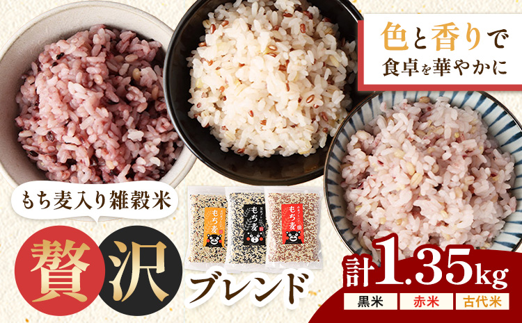 もち麦入り雑穀米 贅沢ブレンド 450g×3種類 各1袋 合同会社くまもとごはん《30日以内に出荷予定(土日祝除く)》熊本県菊池産 残留農薬不検出 真空パック 便利なチャック付 お米 もち麦 雑穀米 セット 九州産 熊本県産 菊池市産 送料無料
