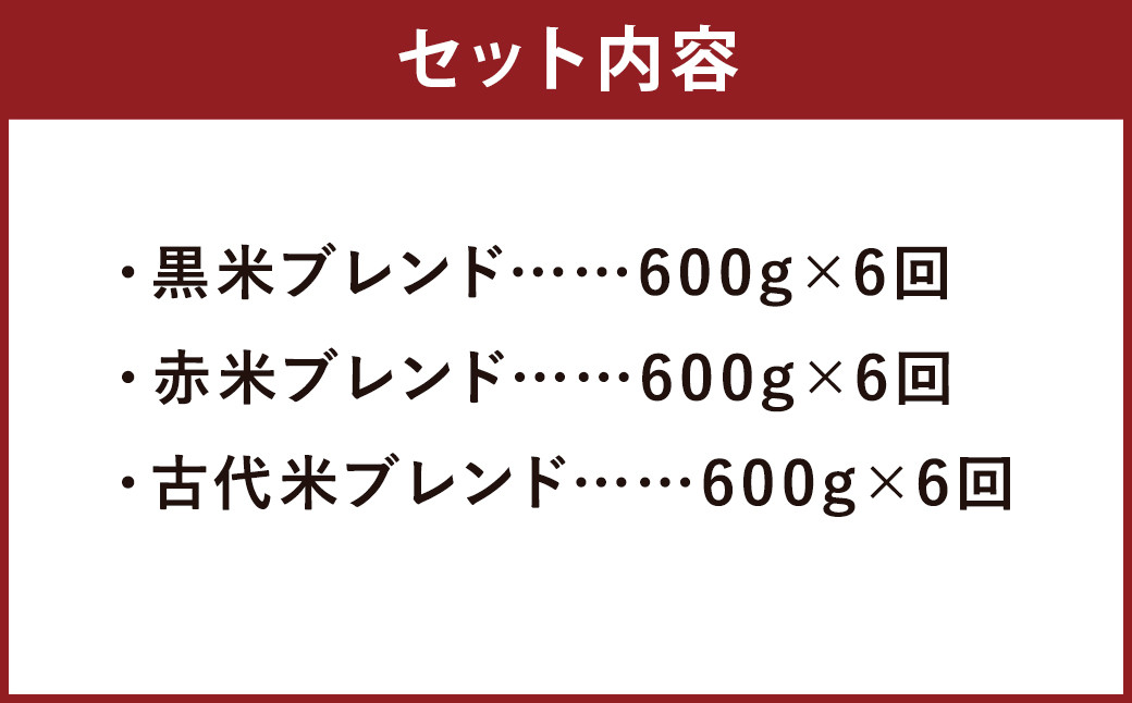 【6ヶ月定期便】 熊本県 菊池産 もち麦入り雑穀米 贅沢ブレンド 計10.8kg 600g×3種