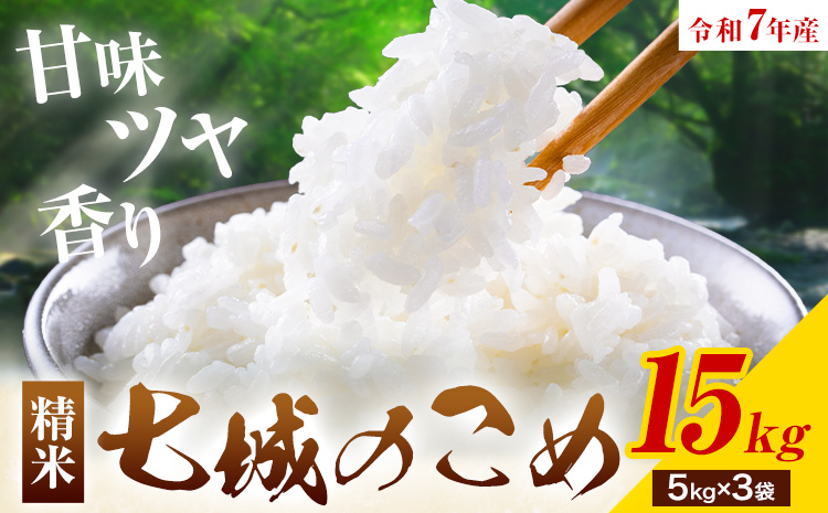 令和7年産 七城のこめ 精米 15kg(5kg×3袋) ヒノヒカリ ひのひかり 有限会社七城町特産品センター《30日以内に出荷予定(土日祝除く)》 熊本県 菊池市 定期便 お米 米 白米 九州産 熊本県産
