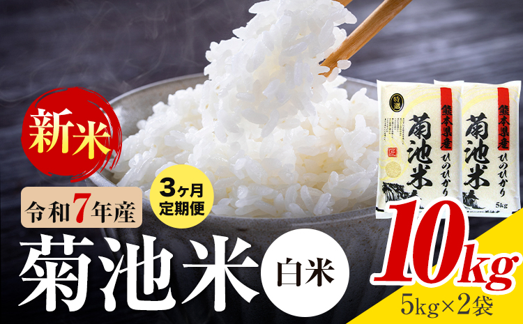 【3ヶ月定期便】熊本県産 菊池米 白米 10kg 1袋5kg 米 お米 令和7年産 九州産 熊本県産  送料無料《お申込み翌月に出荷予定》 白米 米