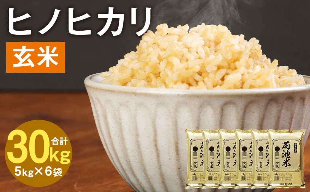 熊本県菊池産 ヒノヒカリ 5kg×6袋 計30kg 玄米 米 お米