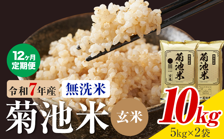 【12ヶ月定期便】熊本県産 菊池米 玄米 無洗米 10kg 1袋5kg 米 お米 令和7年産 九州産 熊本県産 送料無料《お申込み翌月に出荷予定》玄米 米