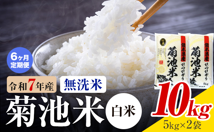 【6ヶ月定期便】熊本県産 菊池米 白米 無洗米 10kg 1袋5kg 米 お米 令和7年産 九州産 熊本県産 送料無料《お申込み翌月に出荷予定》 白米 米
