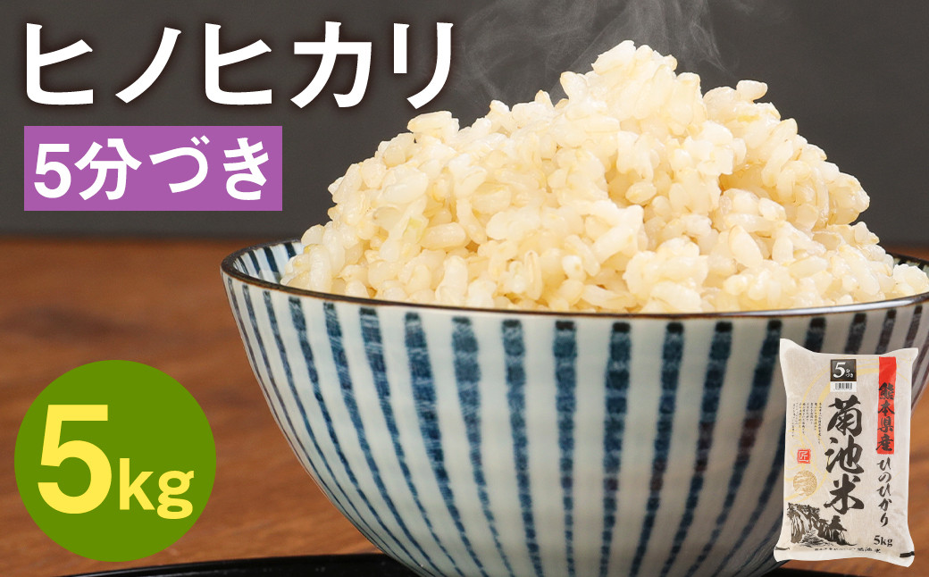 熊本県菊池産 ヒノヒカリ 5kg 5分づき米 お米 分づき米 令和6年産