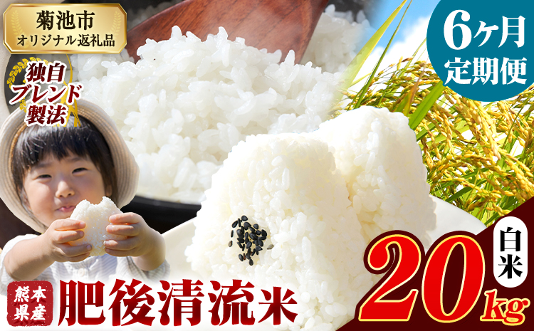 【6ヶ月定期便】熊本県産 肥後清流米 白米 20kg ブレンド米 熊本県産 ふるさと納税 精米 米 こめ ふるさとのうぜい コメ お米 おこめ《お申込み翌月から出荷》