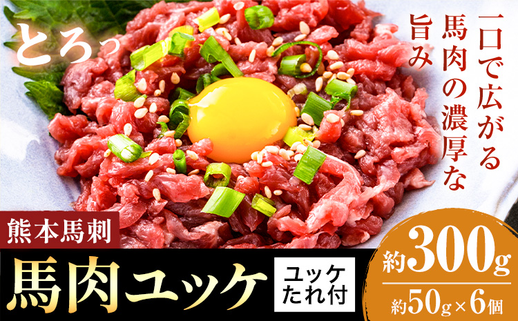 熊本 馬刺し 馬肉ユッケ 約300g ユッケたれ付き 合同会社トライウィン《90日以内に出荷予定(土日祝除く)》熊本県 菊池市 馬刺 刺身 馬肉 ユッケ たれ付き 小分け 個包装 冷凍 送料無料