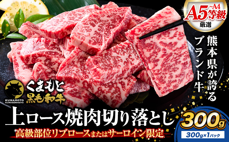 A4〜A5等級 黒毛和牛 切り落とし 上 ロース 焼肉 切り落とし 300g 《7-14日以内に出荷予定(土日祝除く)》くまもと黒毛和牛 熊本県 菊池市 上ロース 焼肉用 黒毛和牛 焼肉 お肉 和牛 A5 A4 小分け リブロース サーロイン