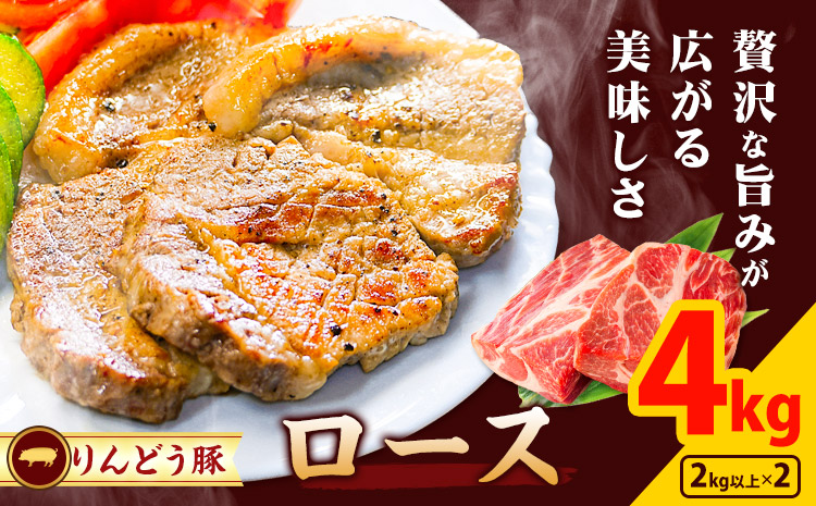 熊本県産 りんどう豚 ブロック ロース 4kg 株式会社フジフード《30日以内に出荷予定(土日祝除く)》 熊本県 菊池市 豚肉 ブロック肉 ロース 肩ロース 九州産 国産