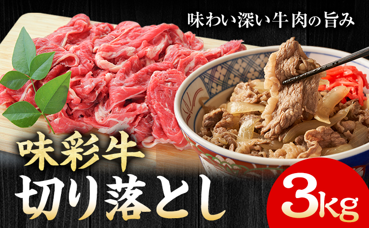 味彩牛 切り落とし 3kg（500g×6パック） のぐち産業株式会社《90日以内に出荷予定(土日祝除く)》熊本県 菊池市 牛肉 スライス お肉 精肉 熊本県産 九州産 国産 冷凍 送料無料